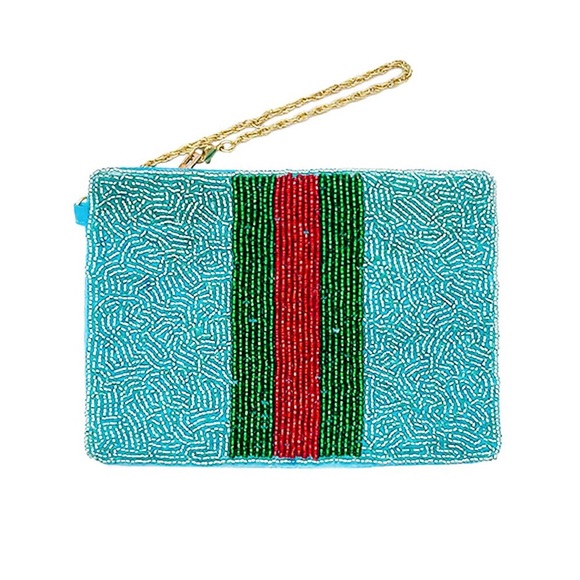 Color block seed beaded pouch - Picture 2 of 4